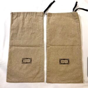 Gucci Dust Bags PAIR Drawstring Storage Travel Bags 6.5” x 15” Inches